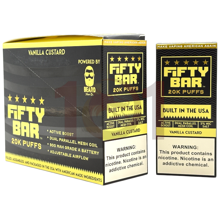 FIFTY BAR SALT NICOTINE 20000 5% BLACK - VANILLA CUSTARD