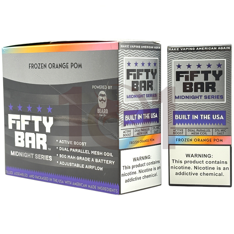 FIFTY BAR SALT NICOTINE 20000 5% MIDNIGHT SERIES - FROZEN ORANGE POM