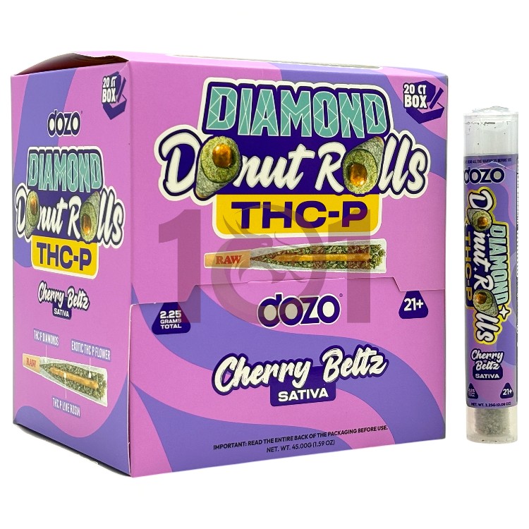 DOZO DONUT ROLLS EXOTIC DIAMONDS LR THCP PREROLL 2.25GM - SATIVA CHERRY BELTZ