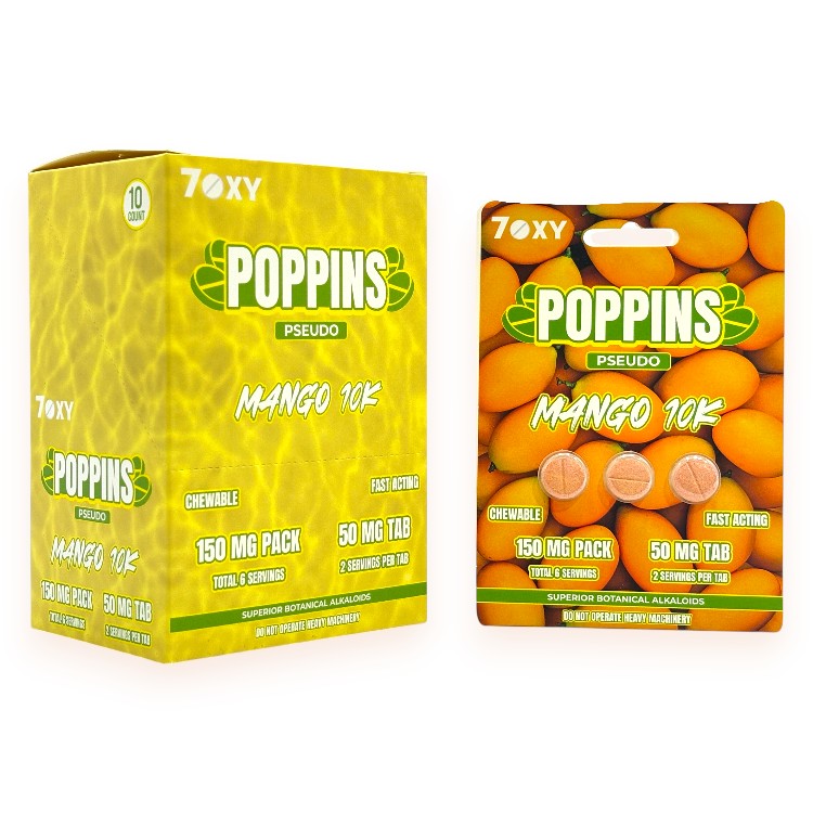 7OXY POPPINS PSEUDOINDOXYL 50MG EXTRACT TABLET 3CT PK - MANGO 10K