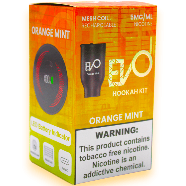 EVO DISPOSABLE HOOKAH BOWL POD KIT - ORANGE MINT