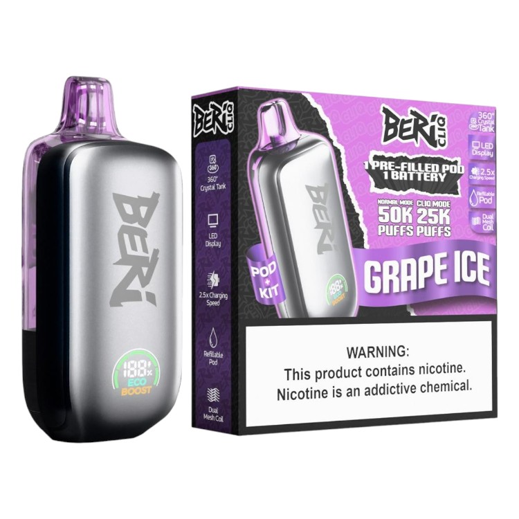 BERI CLIQ 50000 POD DEVICE 5% - GRAPE ICE