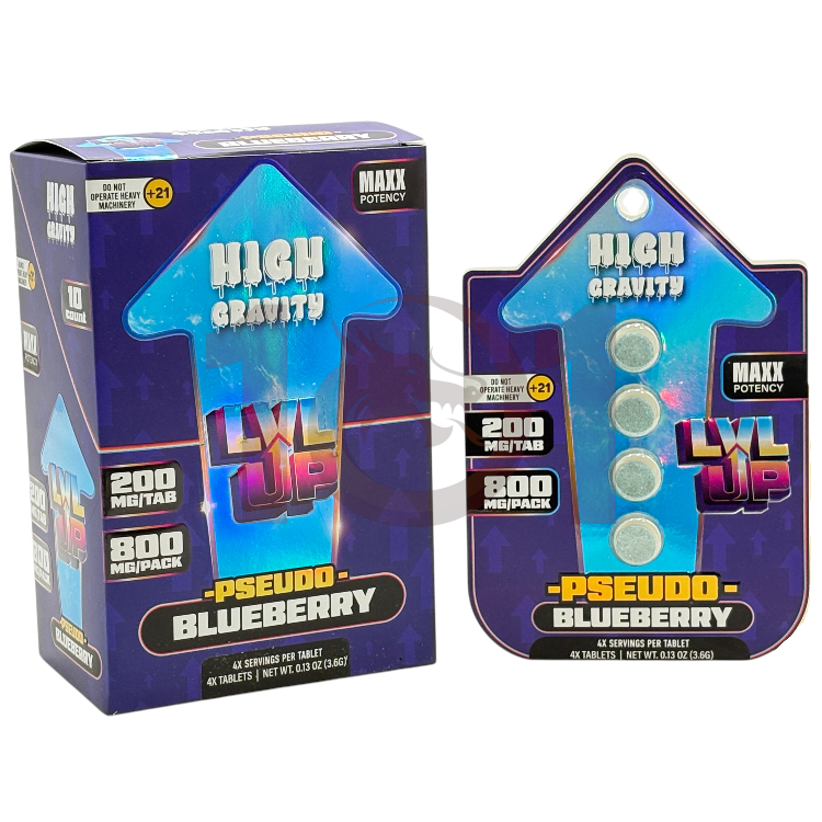 HIGH GRAVITY LVL UP PSEUDOINDOXYL EXTRACT TABLET 200MG 4CT PK - BLUEBERRY