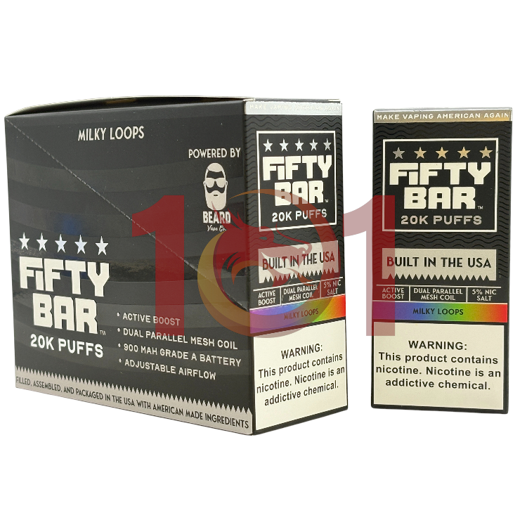 FIFTY BAR SALT NICOTINE 20000 5% BLACK - MILKY LOOPS