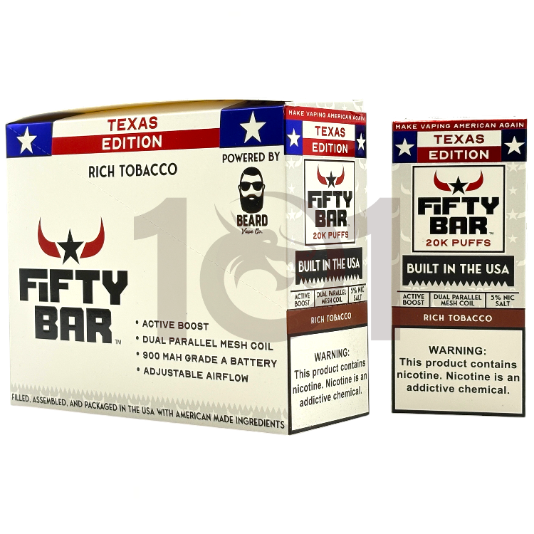 FIFTY BAR SALT NICOTINE 20000 5% TEXAS EDITION - MINT