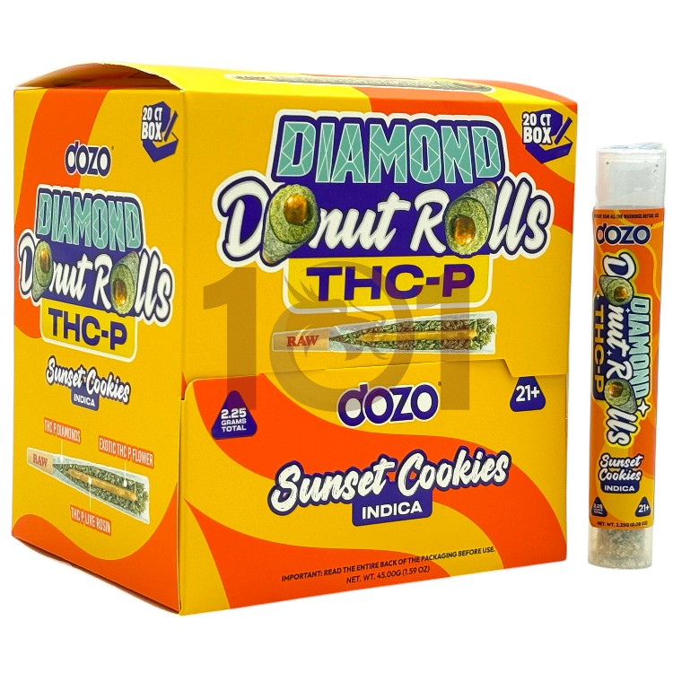 DOZO DONUT ROLLS EXOTIC DIAMONDS LR THCP PREROLL 2.25GM - INDICA SUNSET COOKIES