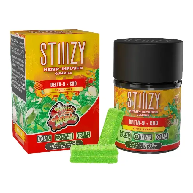 STIIIZY - INFUSED GUMMY - LR - D9-225MG/CT 15CT J - SOUR APPLE