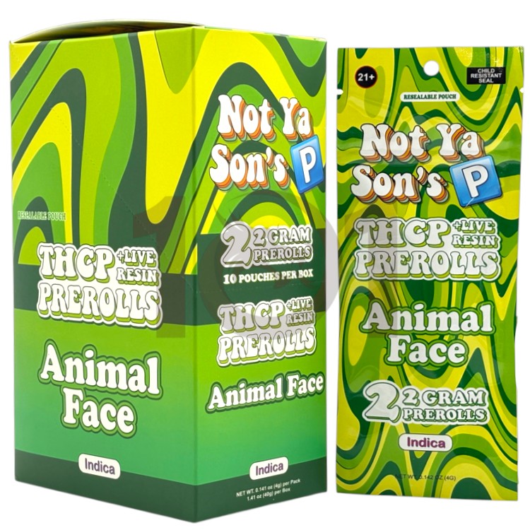 NOT YA SON'S P LR THCP 2GM 2CT PK PREROLL INDICA - ANIMAL FACE