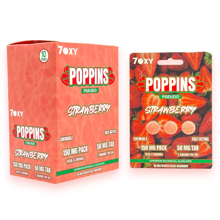 7OXY POPPINS PSEUDOINDOXYL 50MG EXTRACT TABLET 3CT PK - STRAWBERRY