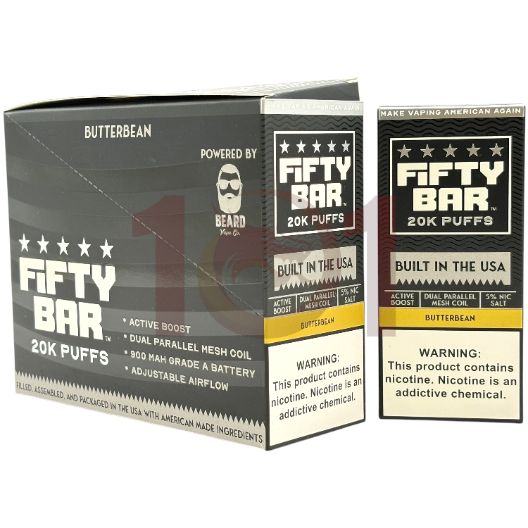 FIFTY BAR SALT NICOTINE 20000 5% BLACK - BUTTERBEAN