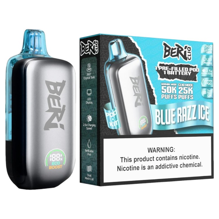 BERI CLIQ 50000 POD DEVICE 5% - BLUE RAZZ ICE