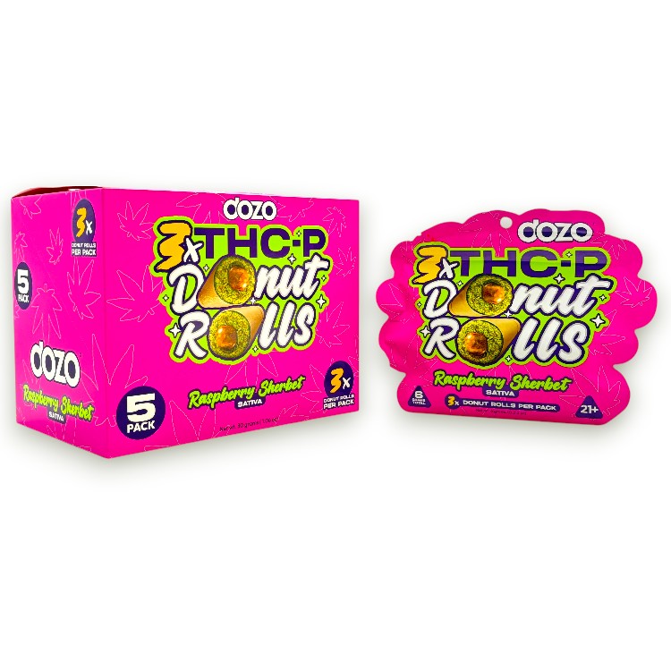 DOZO SATIVA THCP 3GM 2CT PK  3X DONUT ROLLS - RASPBERRY SHERBET