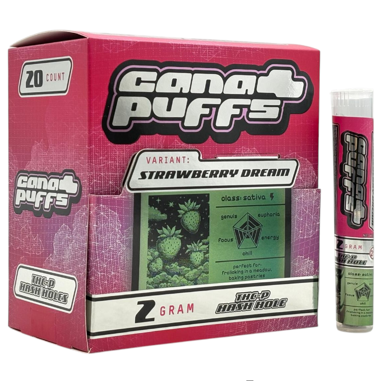 CANA PUFFS HASH HOLE LR THCP PREROLL 2GM SATIVA - STRAWBERRY DREAM