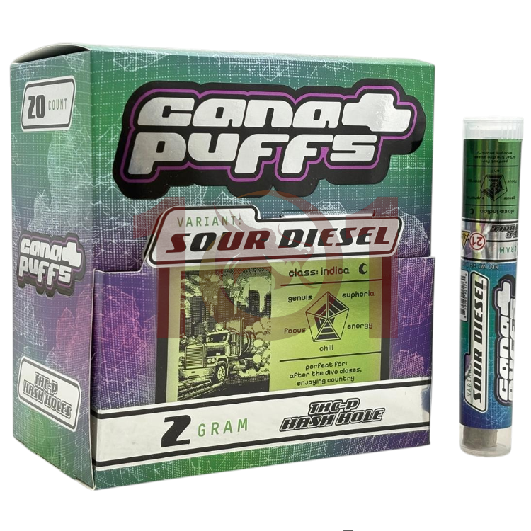 CANA PUFFS HASH HOLE LR THCP PREROLL 2GM INDICA - SOUR DIESEL