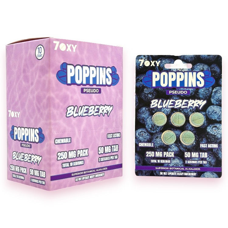 7OXY POPPINS PSEUDOINDOXYL 50MG EXTRACT TABLET 5CT PK - BLUEBERRY