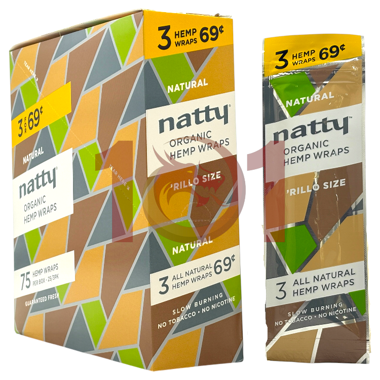 NATTY HEMP WRAP 3/69C 3CT PK - NATURAL