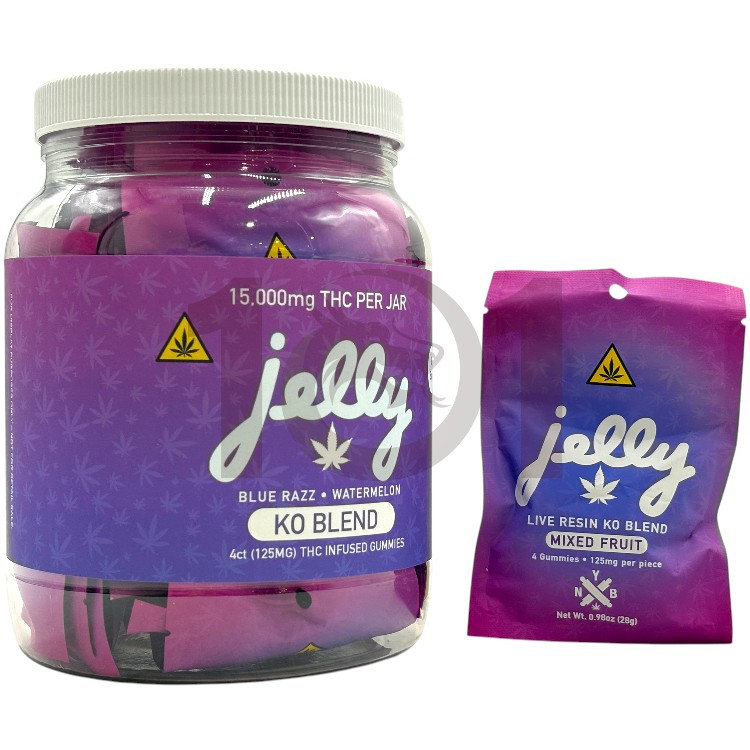 JELLY MIXED FRUIT THC GUMMY 125MG 4CT PK - BLUE RAZZ+WATERMELON