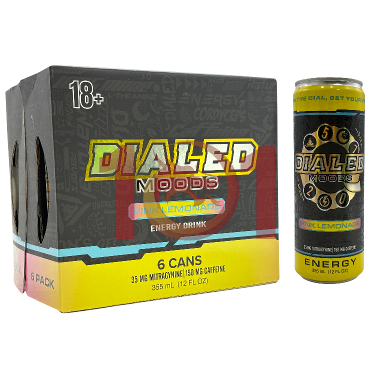 DIALED MOODS MIT+CAFFEINE 35MG+150MG DRINK 12OZ CAN - PINK LEMONADE