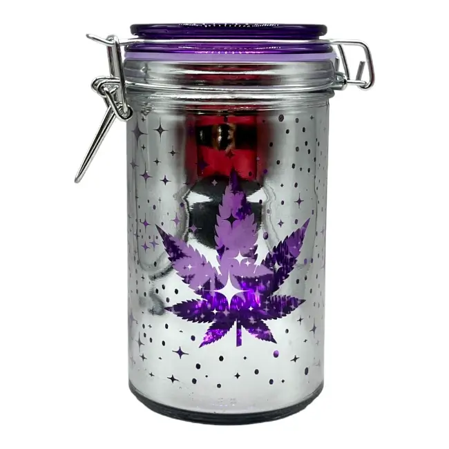 TMI LARGE PURPLE AND SILVER STASH JAR POT LEAF
