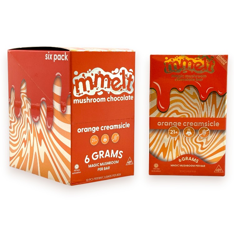 CALI MMELT MAGIC MUSHROOM CHOCOLATE 6GM 10CT PK - ORANGE CREAMSICLE