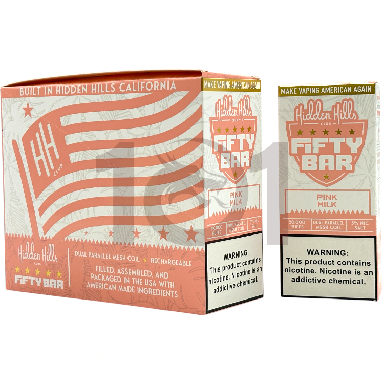 FIFTY BAR SALT NICOTINE 20000 5% HIDDEN HILLS CLUB - PINK MILK