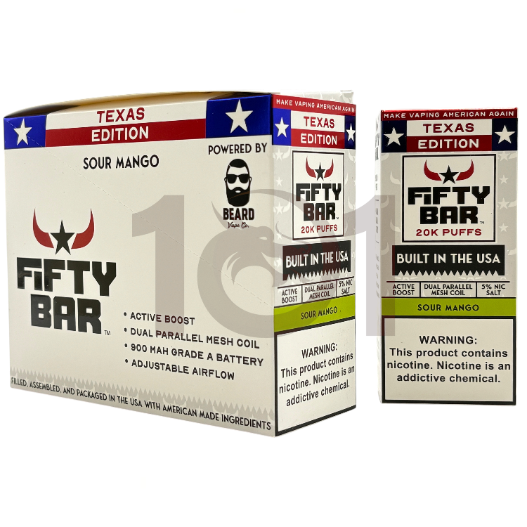 FIFTY BAR SALT NICOTINE 20000 5% TEXAS EDITION - RICH TOBACCO