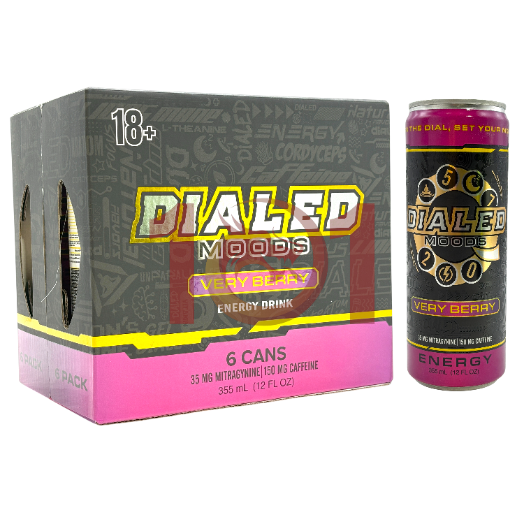DIALED MOODS MIT+CAFFEINE 35MG+150MG DRINK 12OZ CAN - VERY BERRY