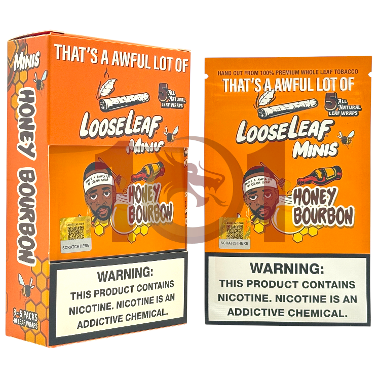 LOOSE LEAF MINIS TOBACCO LEAF 5CT PK - HONEY BOURBON