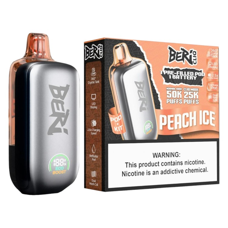 BERI CLIQ 50000 POD DEVICE 5% - PEACH ICE