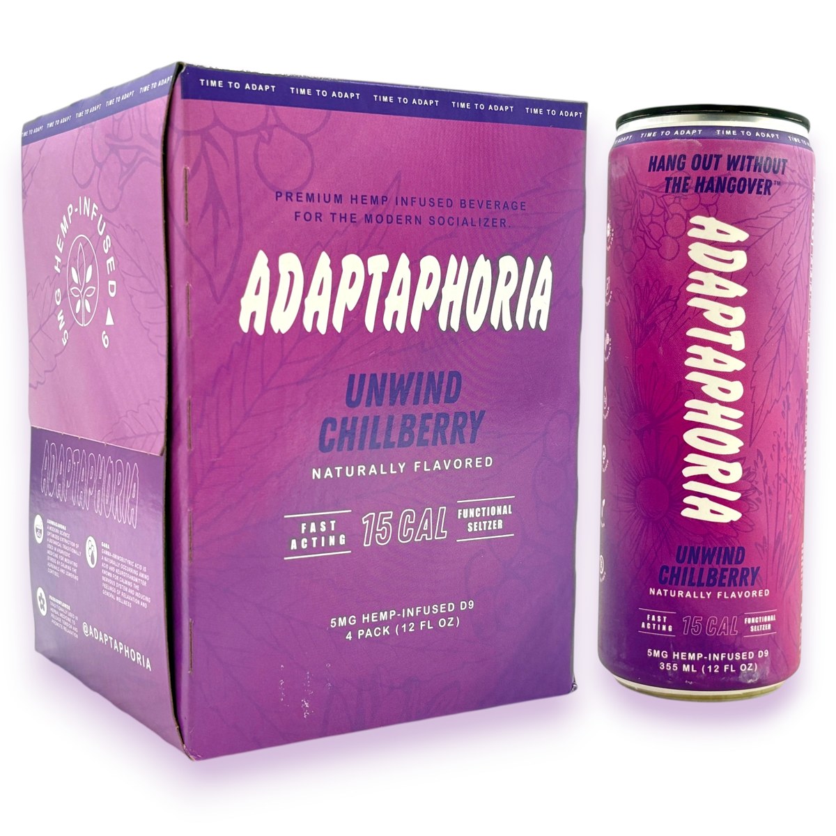 ADAPTAPHORIA HEMP INFUSED D9 5MG 12OZ CAN - UNWIND CHILLBERRY