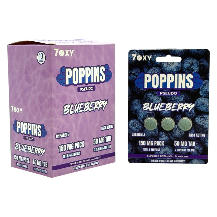 7OXY POPPINS PSEUDOINDOXYL 50MG EXTRACT TABLET 3CT PK - BLUEBERRY