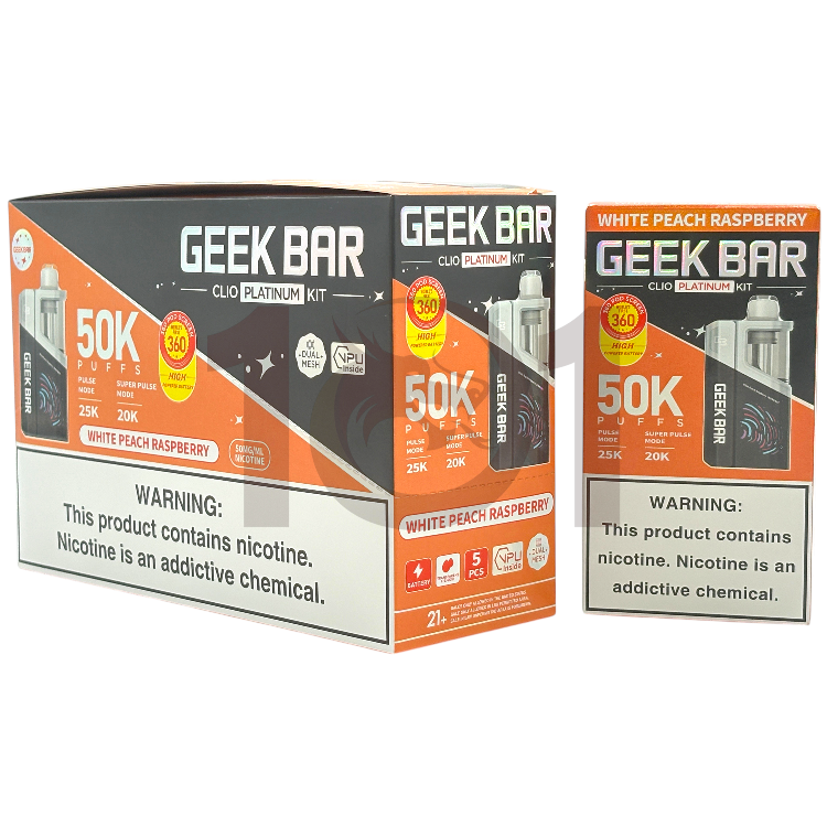 GEEK BAR CLIO PLATINUM 50000 POD DEVICE 5% - WHITE PEACH RASPBERRY
