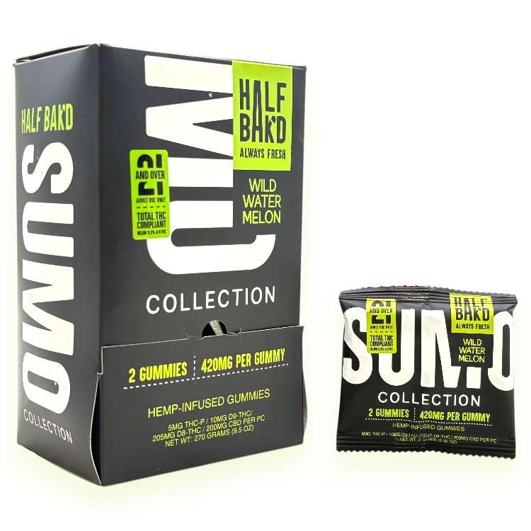 HALF BAK'D THCP+THC+D9+D8 420MG SUMO GUMMY 2CT PK - WILD WATERMELON
