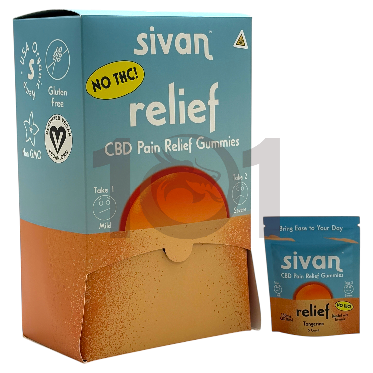 SIVAN CBD GUMMY 150MG 5CT PK (NO THC PAIN RELIEF) CBD+CBG - TURMERIC TANGERINE