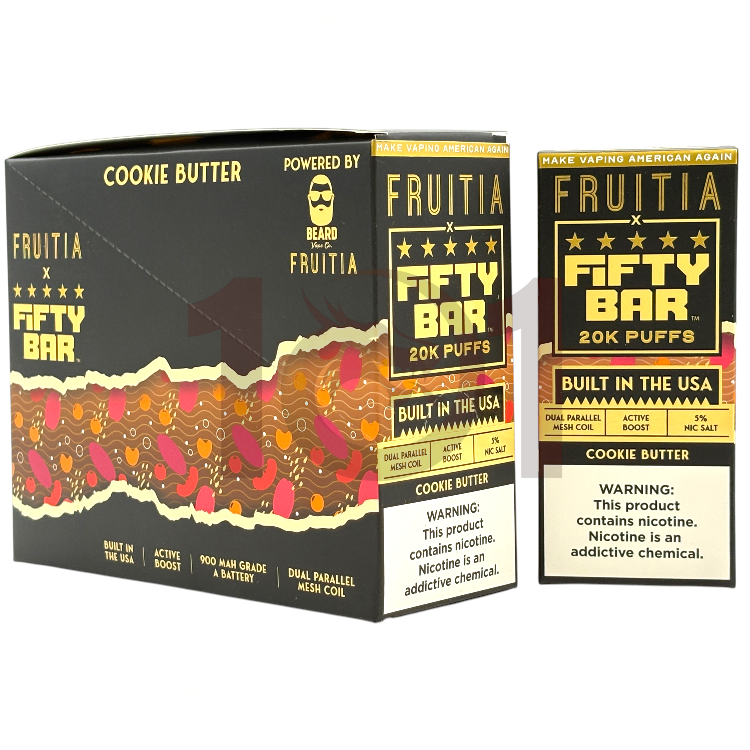 FIFTY BAR SALT NICOTINE 20000 5% FRUITIA - COOKIE BUTTER