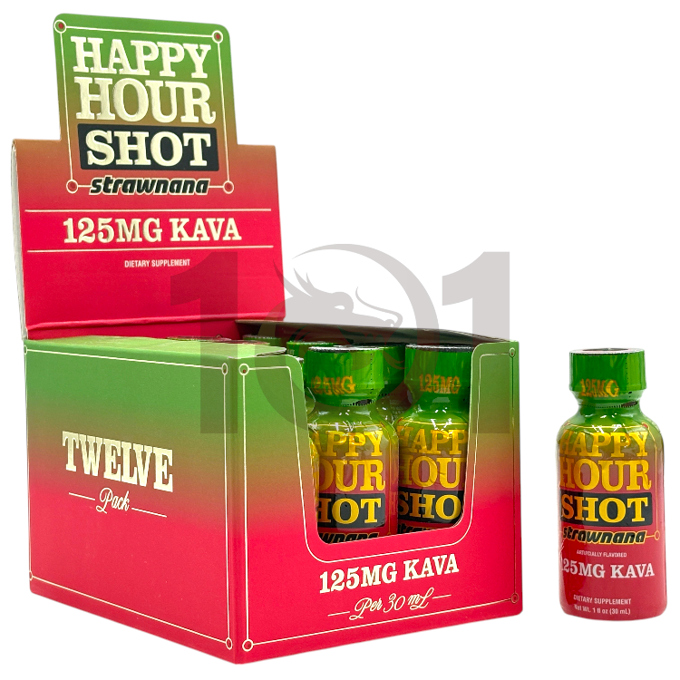 HAPPY HOUR  PIPER METHYSTICUM & UNCARIA TOMENTOSA KAVA EXTRACT SHOT 125MG 1OZ - STRAWNANA