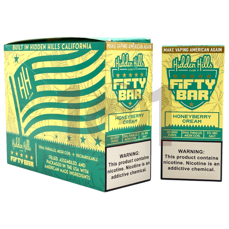 FIFTY BAR SALT NICOTINE 20000 5% HIDDEN HILLS CLUB - HONEYBERRY CREAM