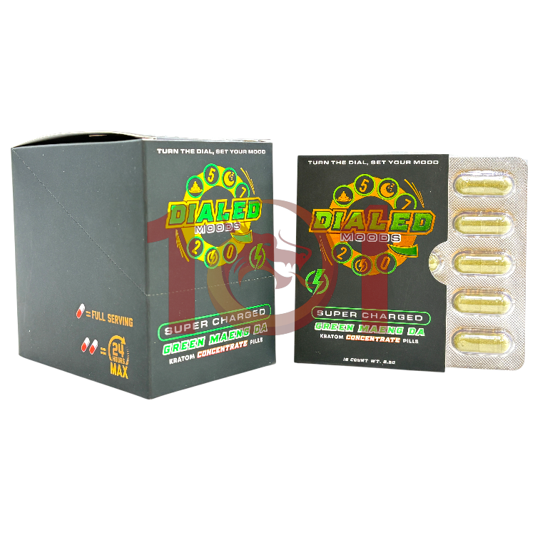 DIALED MOODS MIT CAPSULE 30MG 10CT PK SUPER CHARGED - GREEN MAENG DA