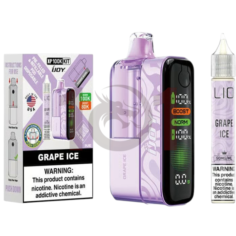 IJOY XP100K  (W/E-LIQUID BOTTLE) POD DEVICE 5% - GRAPE ICE