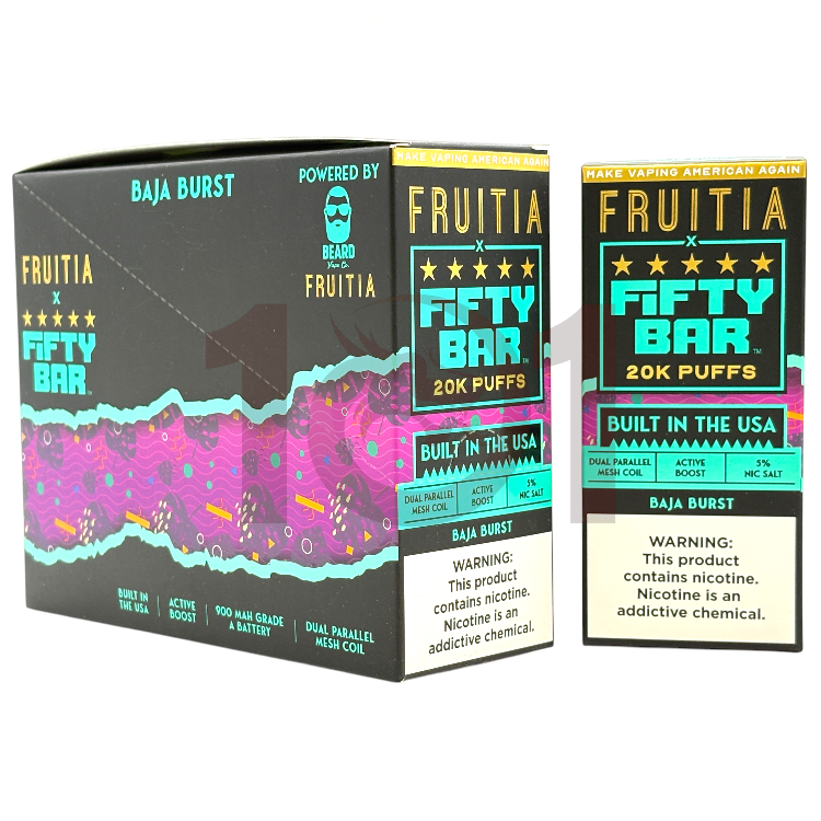FIFTY BAR SALT NICOTINE 20000 5% FRUITIA - BAJA BURST