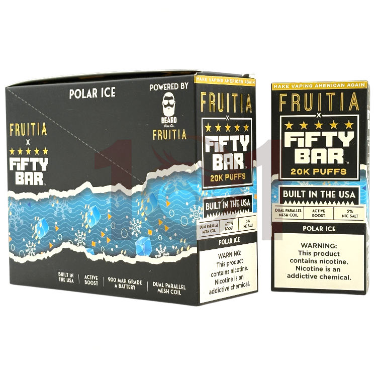 FIFTY BAR SALT NICOTINE 20000 5% FRUITIA - POLAR ICE