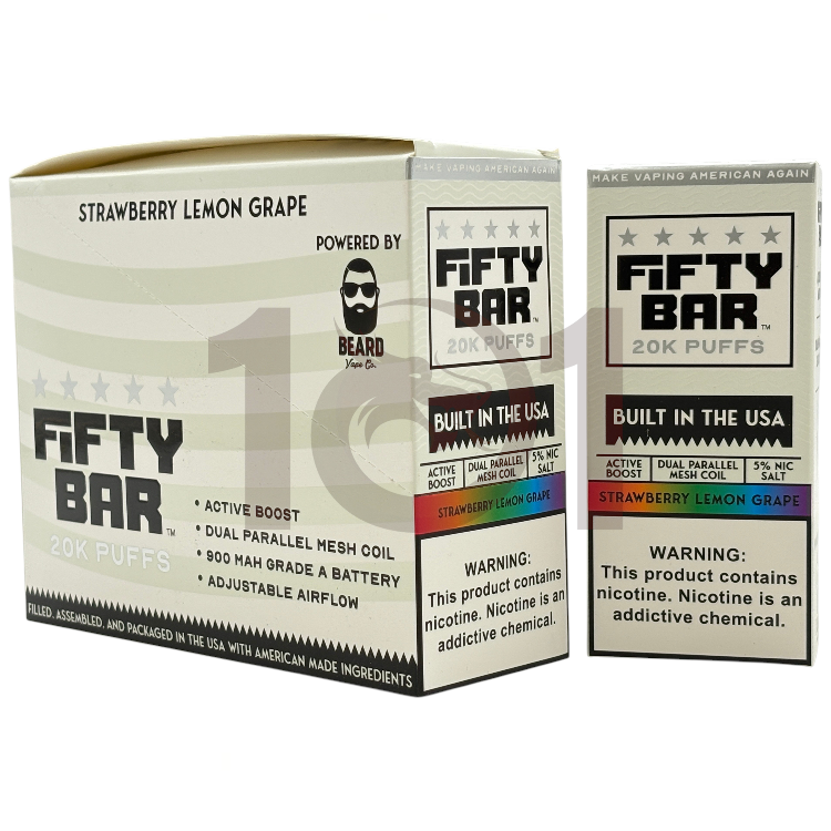 FIFTY BAR SALT NICOTINE 20000 5% WHITE - STRAWBERRY KIWI ICE