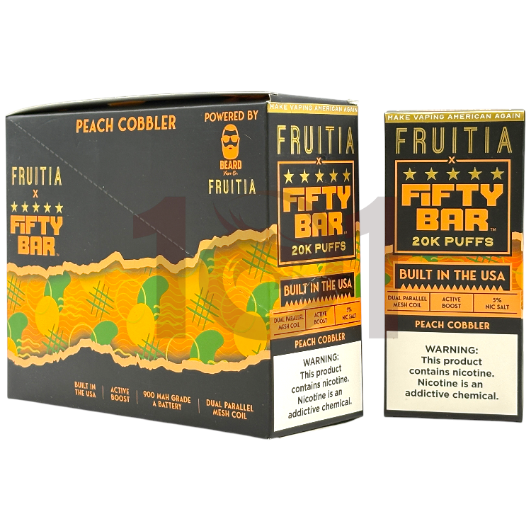 FIFTY BAR SALT NICOTINE 20000 5% FRUITIA - PEACH COBBLER
