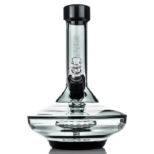GRAV SMALL WIDE BASE WATER PIPE - SMOKE WITH BLACK ACCENTS