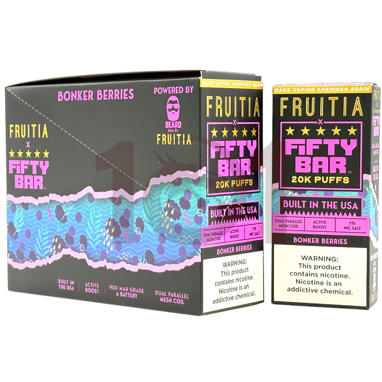 FIFTY BAR SALT NICOTINE 20000 5% FRUITIA - BONKER BERRIES
