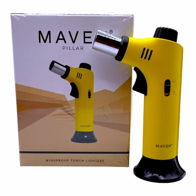 MAVEN - SMOKING ACC - TORCH LIGHTER PILLAR - YELLOW
