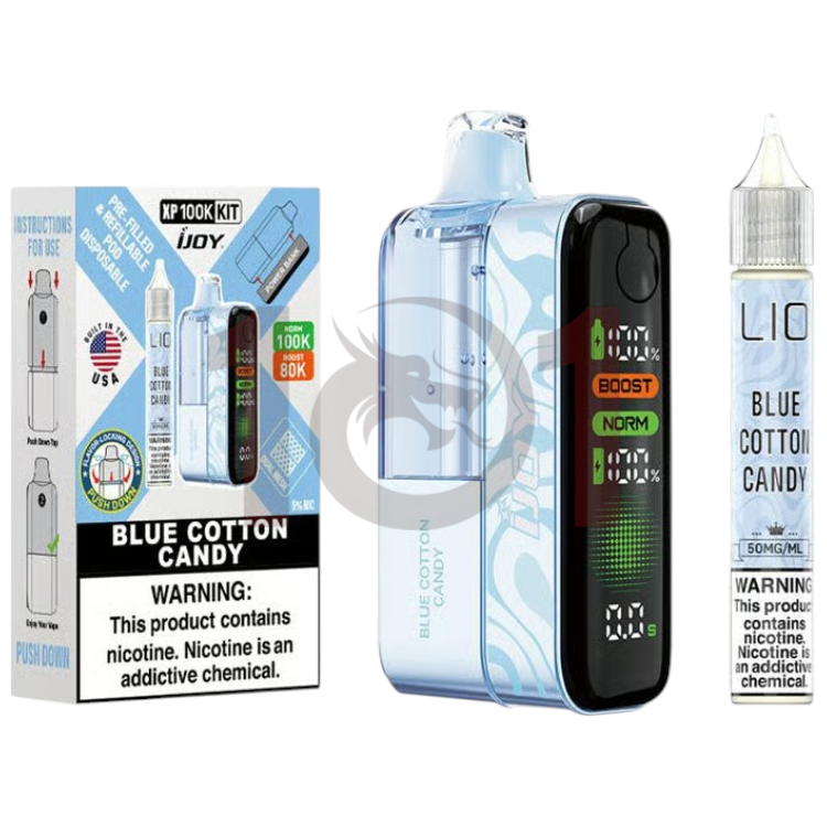 IJOY XP100K  (W/E-LIQUID BOTTLE) POD DEVICE 5% - BLUE COTTON CANDY