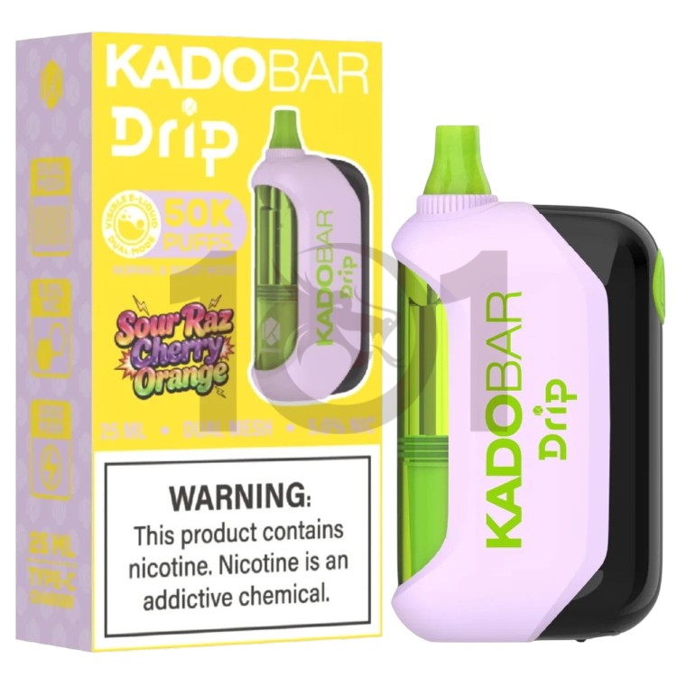 KADO BAR DRIP 50000 5% - SOUR RAZ CHERRY ORANGE