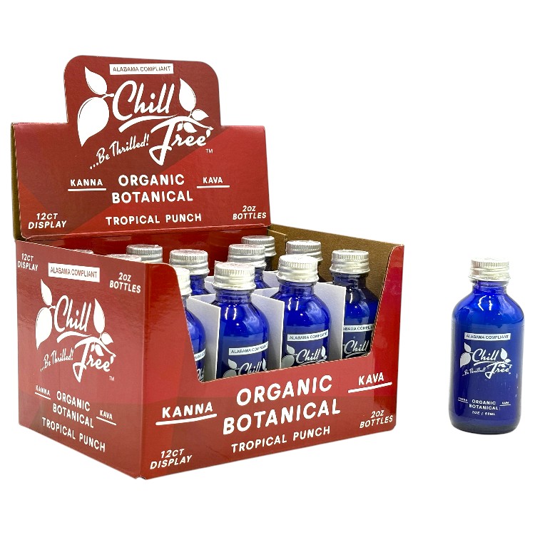 CHILL TREE KAVA ROOT+KANNA 650MG+100MG 2OZ KRATOM SHOT - TROPICAL PUNCH RED