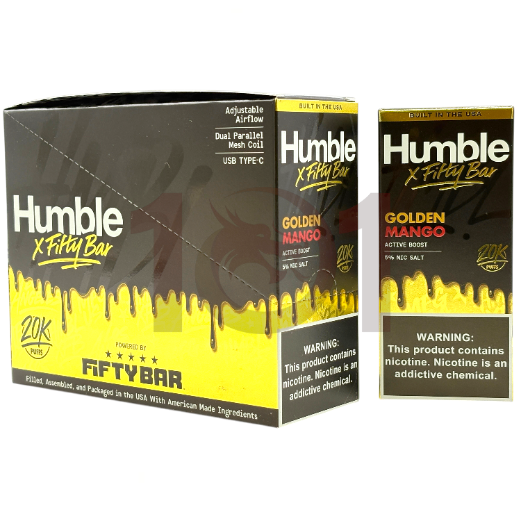 FIFTY BAR SALT NICOTINE 20000 5% HUMBLE - GOLDEN MANGO